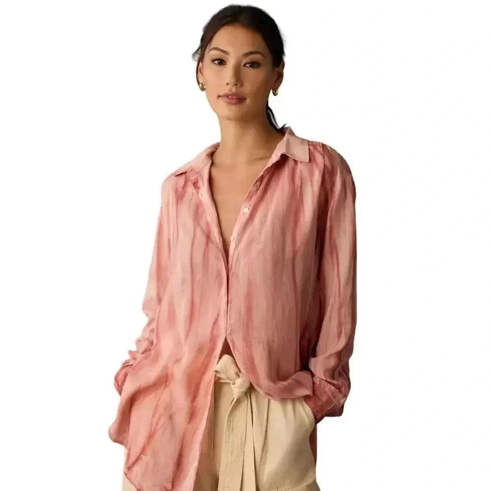 Pilcro Liquid Button Down shirt Coral size L